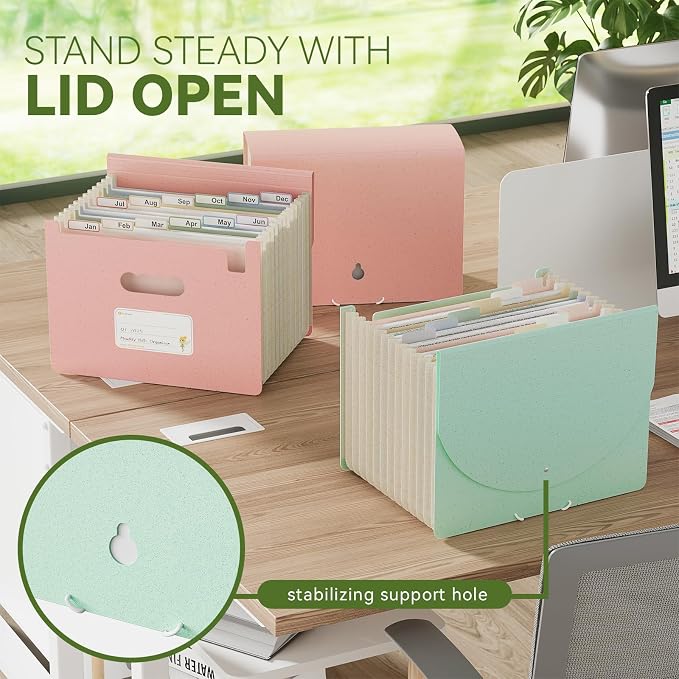 EcoStash Accordion File Organizer, 12-Pocket Wheat Straw Expanding File Folder - Image 4