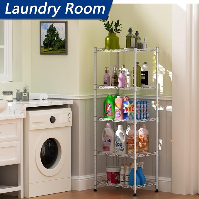 REGILLER 5-Wire Shelving Metal Storage Rack Adjustable Shelves, Standing - Image 4