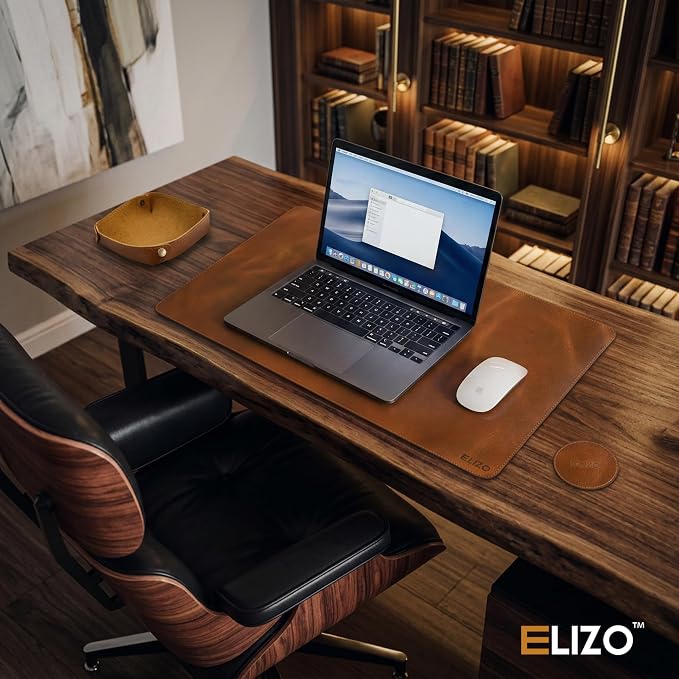 Elizo Real Leather Desk Mat Set Large Desk Cover Desk Blotter Protector - Image 6