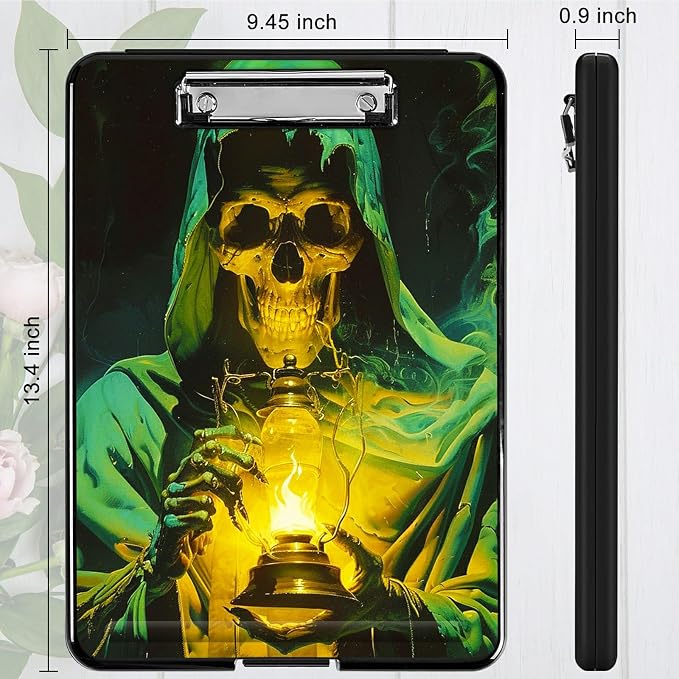 Green Skull Flame A4 Clipboard - Image 4