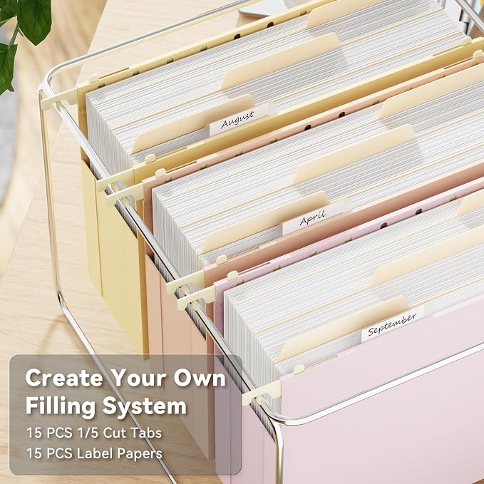 Ansook Hanging File Folders, 6 Pack Letter Size 3" Hanging File Folders - Image 4