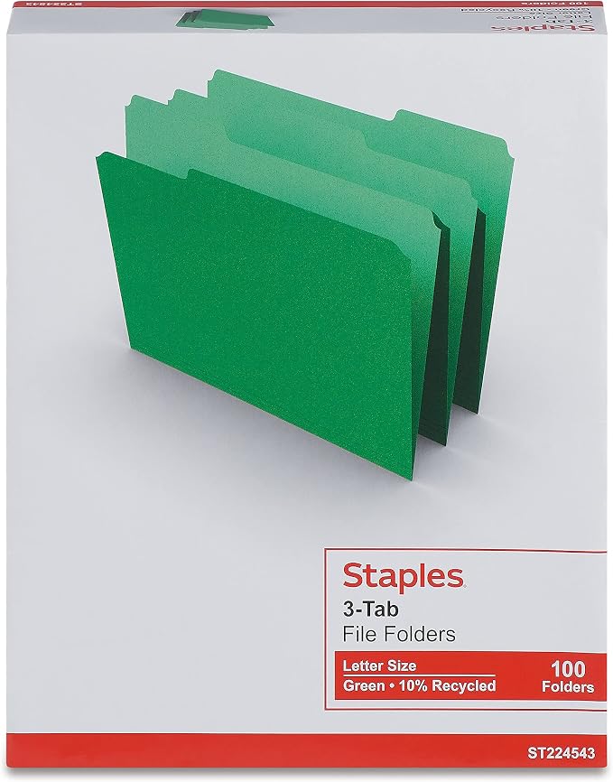 Staples File Folders, Letter Size, 1/3‑Cut Tabs, Durable Paper Stock - Image 4