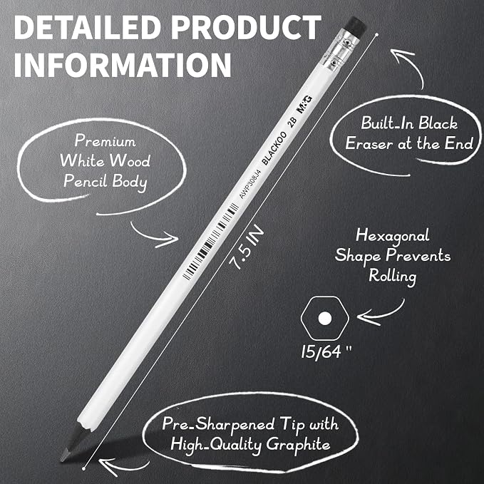 M&G BLACKOO Series 2B Wood-Cased Pencils, Bulk Black Pencils - Image 2