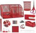 12 in 1 Red Desk Organizers and Accessories, Office Supplies Set Gifts by Shellvcase