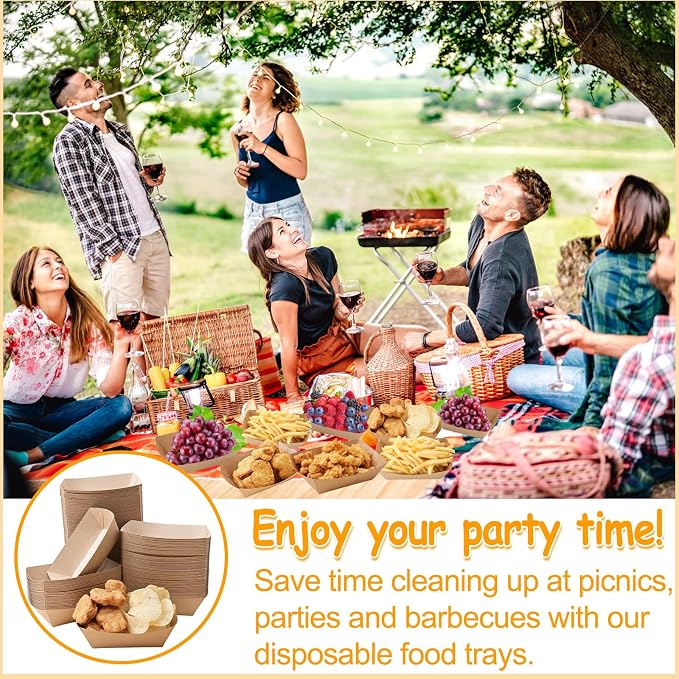 2lb Paper Food Boats, Kraft Paper Food Nacho Trays Disposable Take Out Food - Image 7