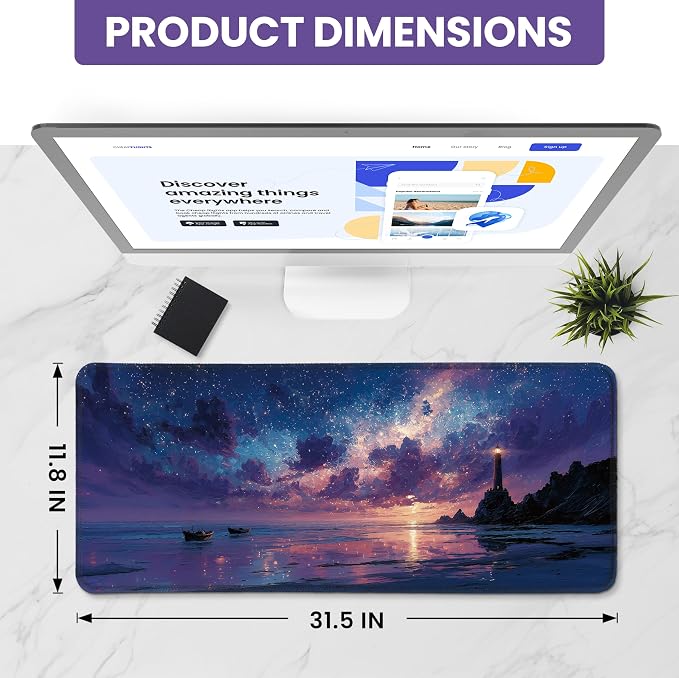 Aesthetic Desk Mat, Cute Luminous Rise Desk Pad Protector - Image 2