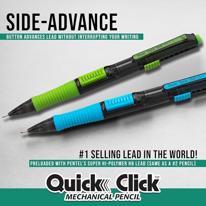 Pentel Quick Click Pop Mechanical Pencil, 2 Eraser Refills - Image 3