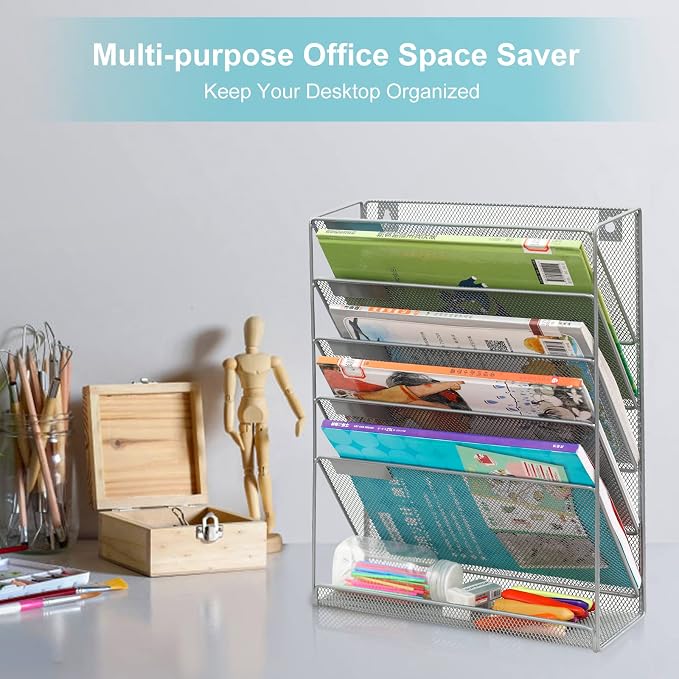 EasyPAG 5 Tier Wall File Holder, Mesh Hanging Folder Organizer - Image 4
