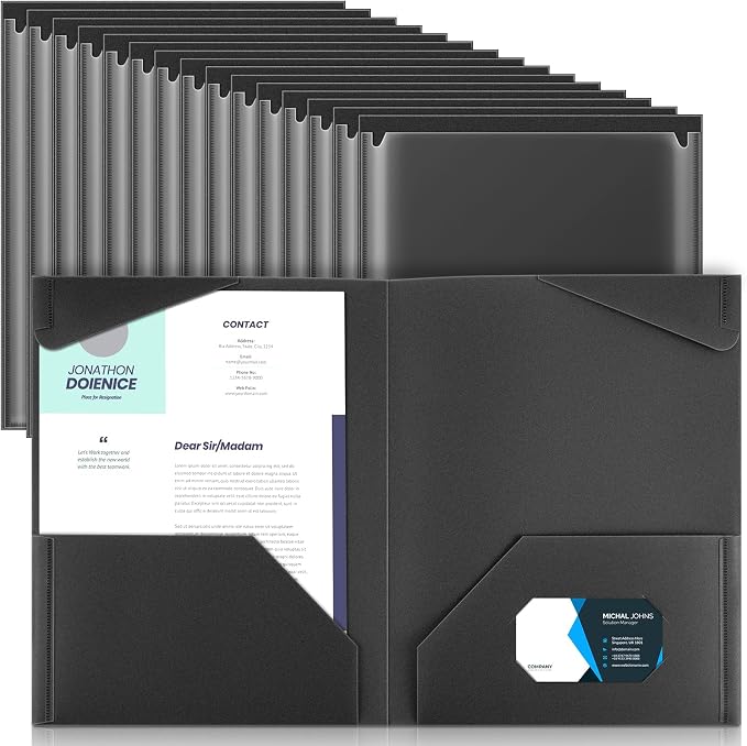 Henoyso 36 Pack Black Plastic Folders by Henoyso