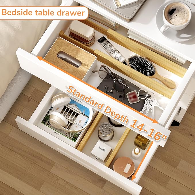 BAMEOS Bamboo Expandable Drawer Dividers – Fits 13.3"–19" Drawers, Bathroom - Image 6