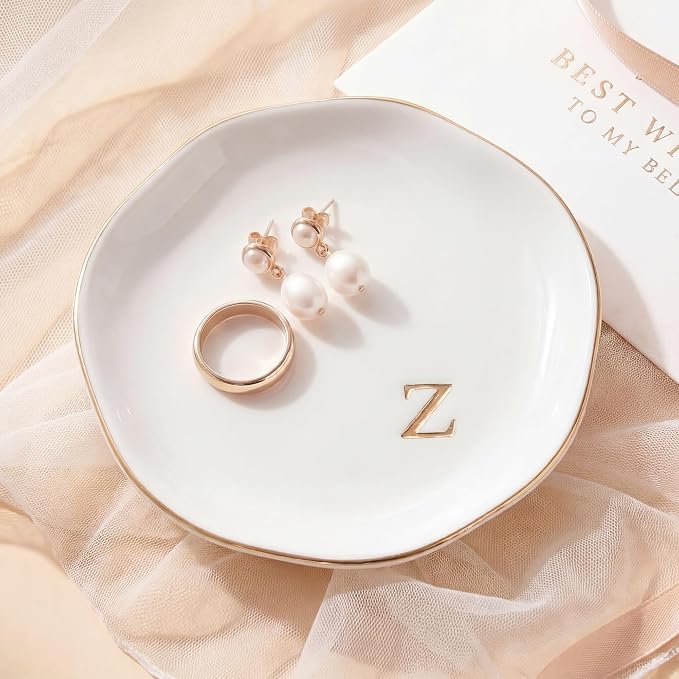 Ceramic Jewelry Tray, Personalized Initial Jewelry Dish by GIVITASOT