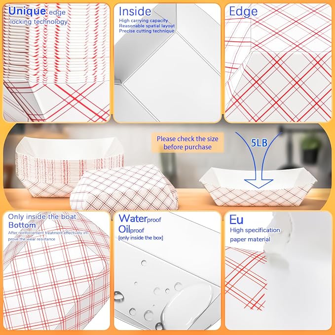 100 Pack Extra Large 4Lb Paper Food Boats Trays Disposable Paper Boat Containers - Image 3
