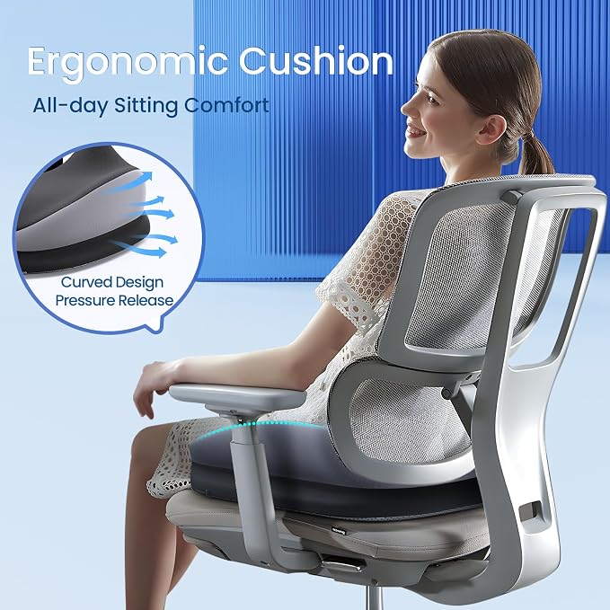 Benazcap Large Seat Cushion for Office Chair Memory Foam Coccyx Pain Relief - Image 6