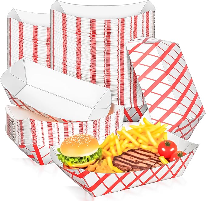 100 Pack 5LB Extra Large Paper Food Boats Trays Disposable Paper Boat Plate by MotBach