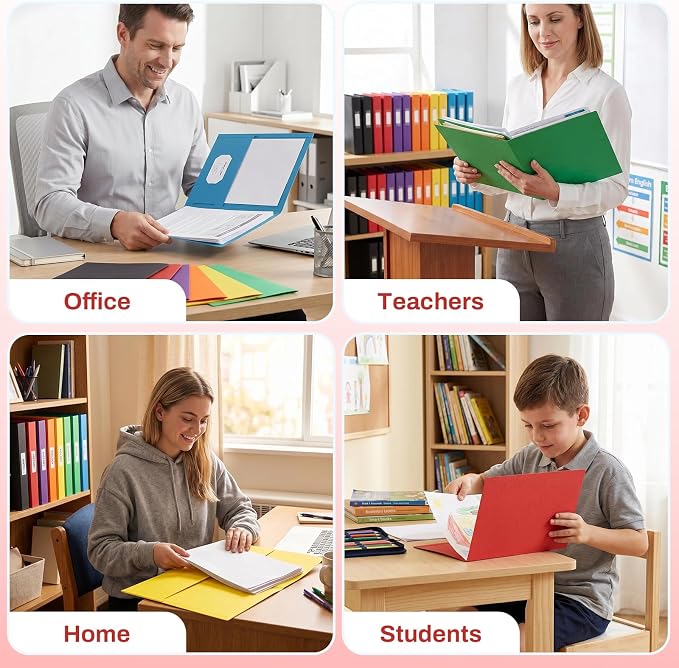 SUNEE Two Pocket Folders, 100 Pack File Folders - Image 5