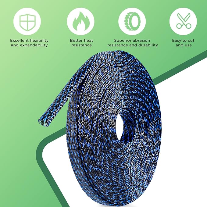 132 ft Expandable Braided Cable Sleeve Wire Loom PET Wire Sleeving，Wrap - Image 4