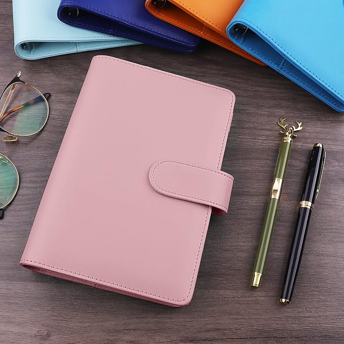 Antner A6 PU Leather Notebook Binder 6 Ring Refillable Budget Binder Cover - Image 5