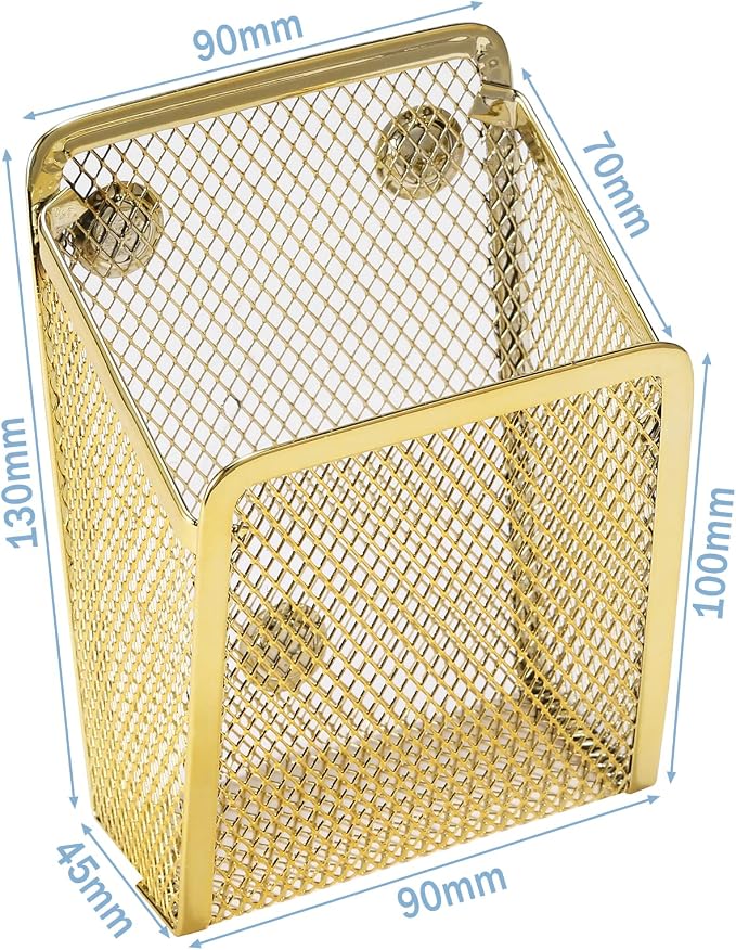 Magnetic Pencil Holder, Mesh Stainless Steel Pen Basket, Metal Writing Utensil - Image 3