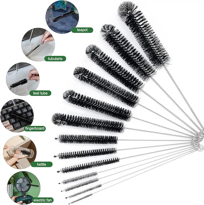 CiaraQ Bottle Cleaning Brushes, 8 Inch Nylon Tube Brush Set | Black Cleaner - Image 5