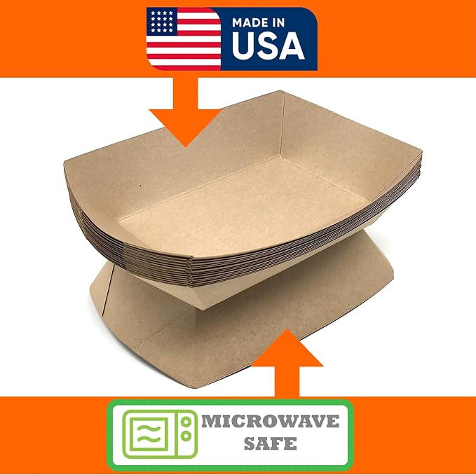 Mr Miracle Paper Food Trays, Kraft Paper. Extra Large. 50 Pack, Disposable - Image 4