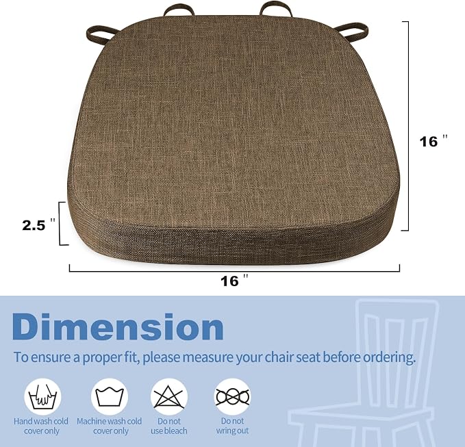 BUYUE Thickened 2.5" Friendly Woven Fabric Dining Chair Cushion, U-Shape High - Image 3
