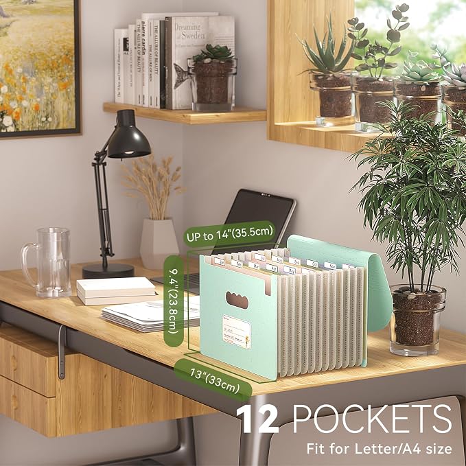 EcoStash Accordion File Organizer, 12-Pocket Wheat Straw Expanding File Folder - Image 2