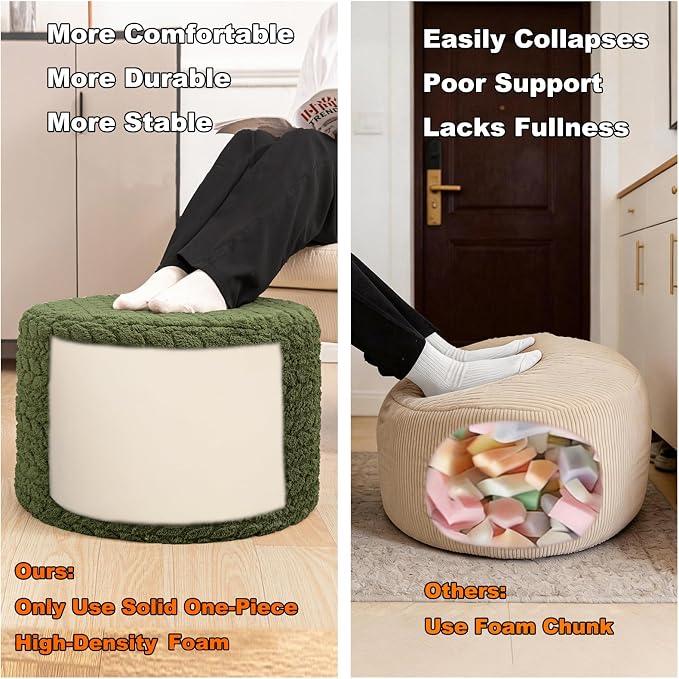 Round Pouf Ottoman 20 x 20 x 14 Inches Boho Poof Home Decor Floor Pouffe - Image 8