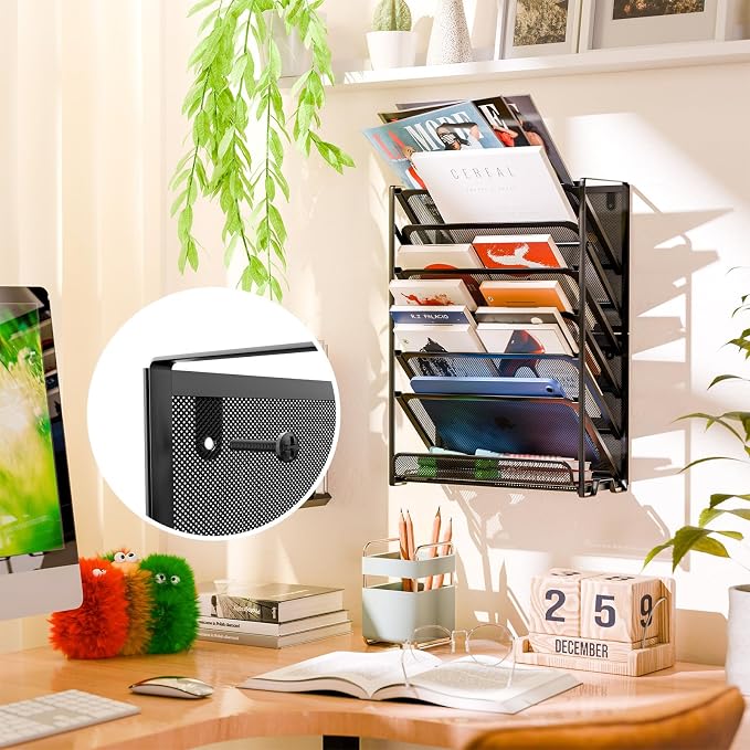 Simple Trending Wall File Organizer, Mesh 7-Tier Vertical Hanging File Holder - Image 3