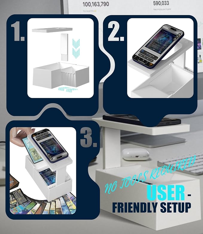 MTG Card Scanner Stand for ManaBox, Adjustable Phone Holder, Sloped Tray - Image 7