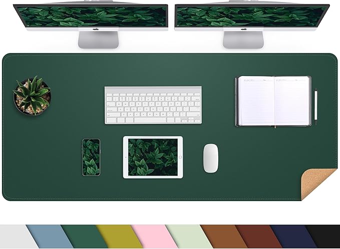 AFIING Cork Desk Mat 55" x 17", Dual-Sided Natural Cork & PU Leather Desk Pad by AFIING