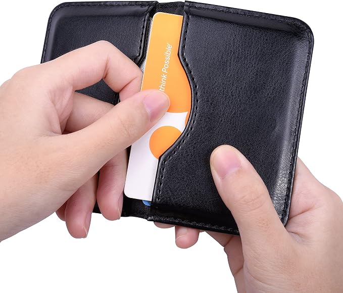 Wisdompro Business Card Holder, 2-Sided PU Leather Folio Name Card Holder - Image 4
