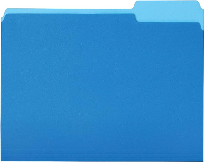 Amazon Basics File Folders for Organization, Letter Size, 1/3 Cut Tab, Sturdy by AmazonBasics