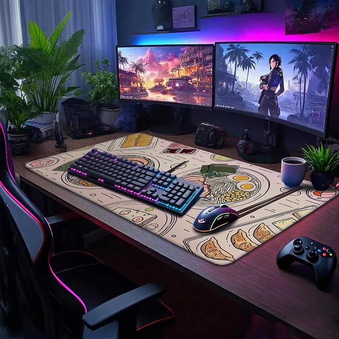 Japanese Ramen Large Gaming Mouse Pad 31.5"x15.7"｜Illustrated Food Pattern XXL - Image 2
