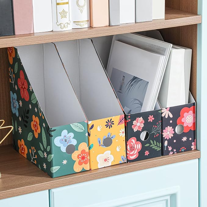 PerKoop 12 Pcs Decorative Magazine File Holders Floral Foldable File Folders - Image 6