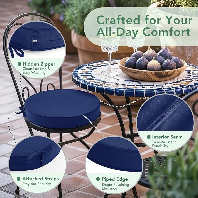 Summsun Outdoor Bistro Chair Cushions Set of 2 - Image 4