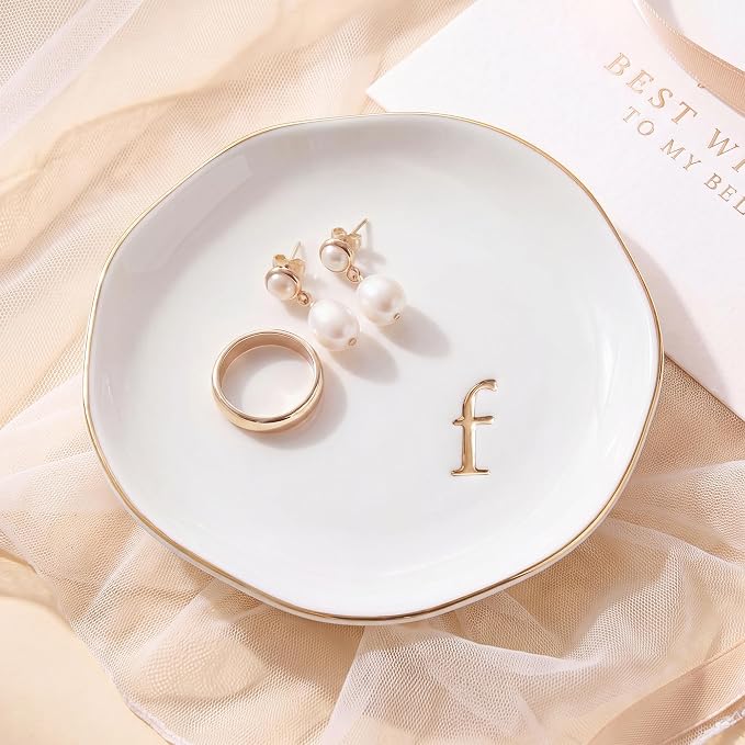 Ceramic Jewelry Tray, Personalized Initial Jewelry Dish by GIVITASOT