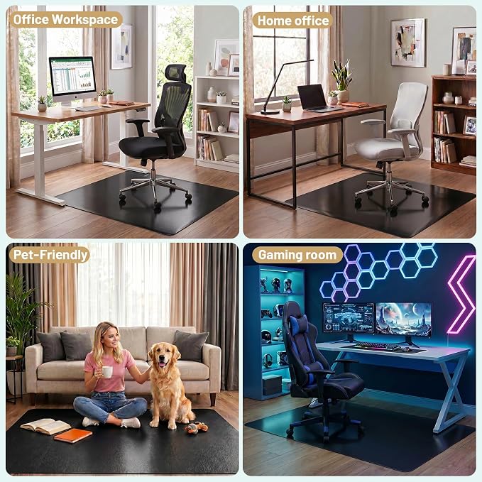 Black Office Chair Mat for Hardwood Floors 48" x 60", Heavy Duty Floor - Image 7