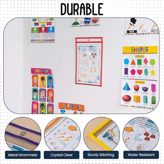 Essex Wares - 6 Pack, Dry Erase Pocket Document Protectors, Water-Resistant & - Image 4