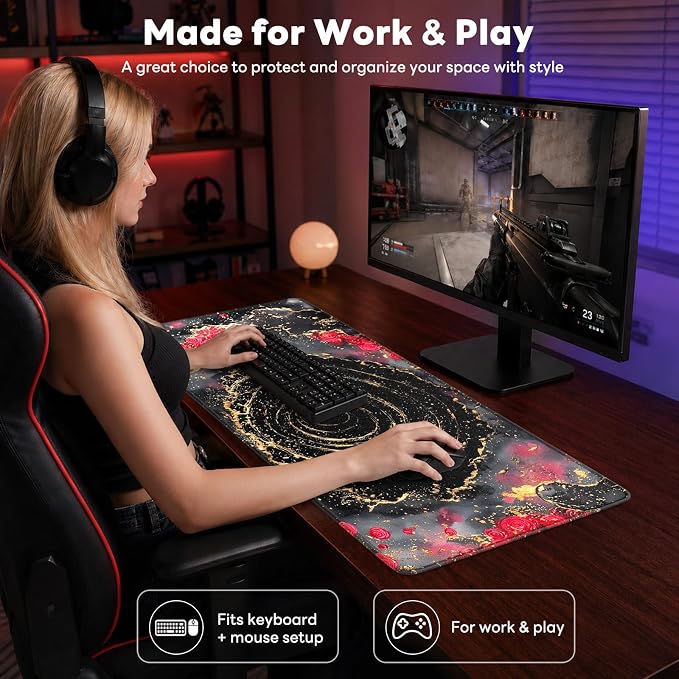 Desk Mat, Big Desk Pad, 31.5x11.8 Inches Extended Big Gaming Mouse Pad - Image 7