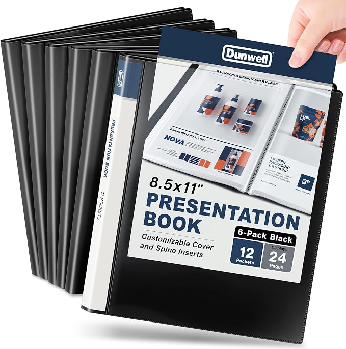 Dunwell Presentation Binder 12-Pocket, Displays 24 Pages, 8.5x11 Portfolio by Dunwell