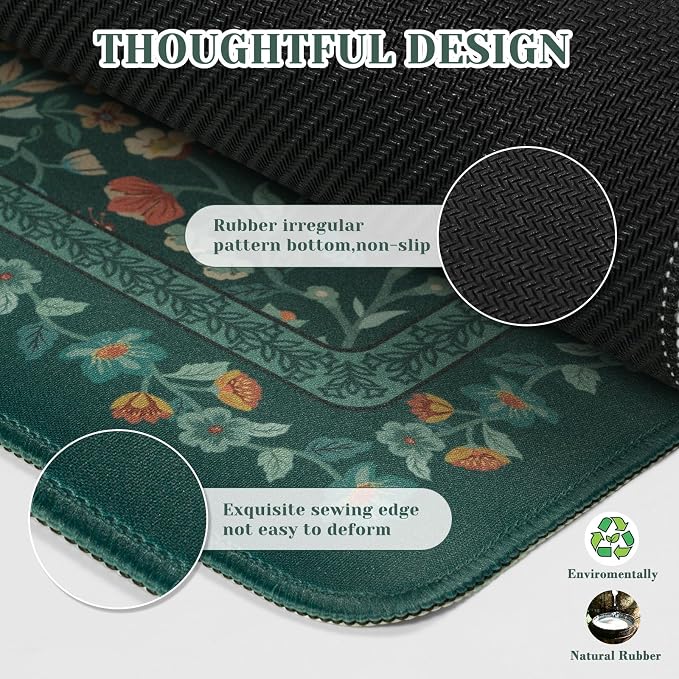 iCasso Aesthetic Floral Desk Mat, L Mouse Pads, Anti-Slip Retro Mousepad - Image 4