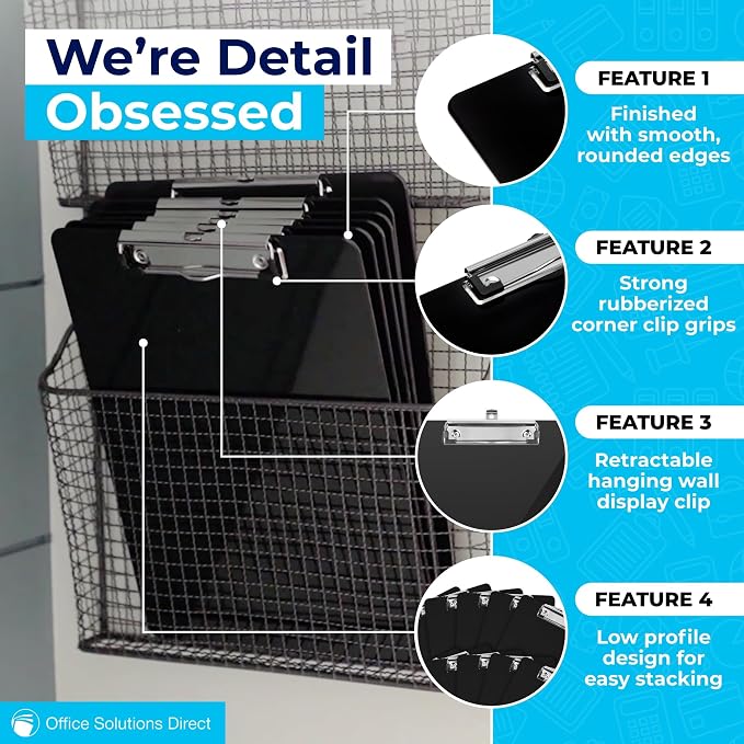 Black Plastic Clipboards Multipack - Image 2