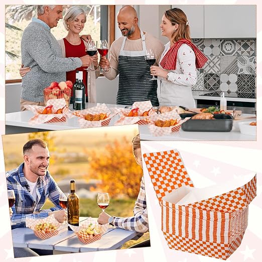 Geosar 100 Pcs Gingham Party Supplies Disposable Paper Food Trays Bulk - Image 7