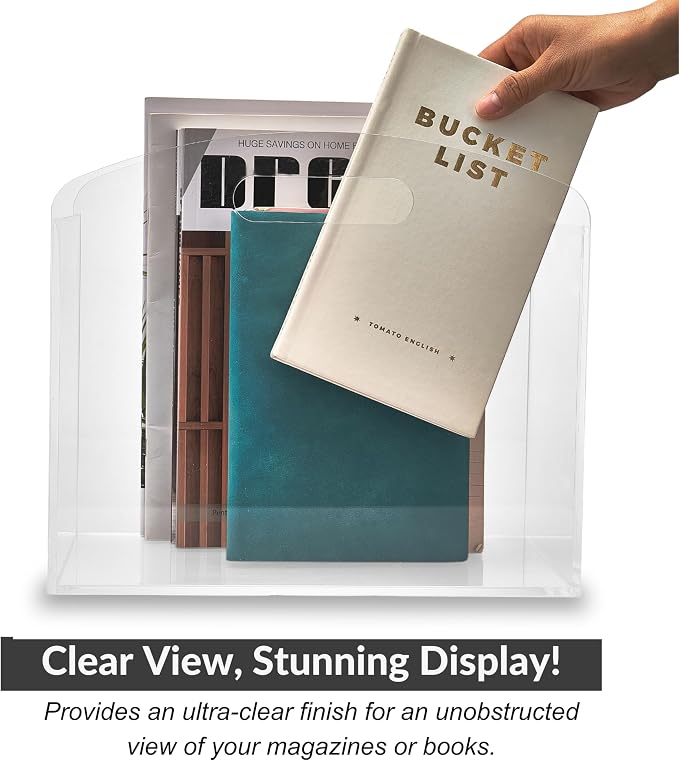 Magazine Rack - Clear Acrylic Magazine Holder, Acrylic Newspaper Stand Organizer - Image 5