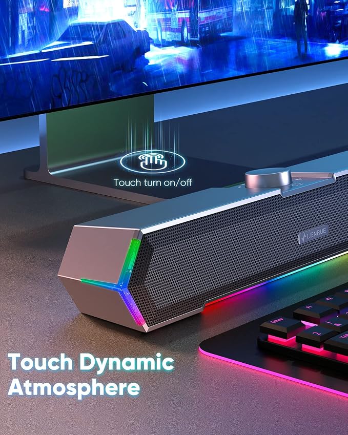 LENRUE G11 Computer Speakers for Desktop, Touch Lights PC Speakers - Image 3