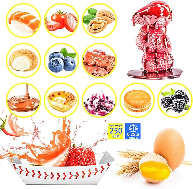 100Pack 1/4Lb Paper Food Boat Trays, Mini Baseball Birthday Decoration Baseball - Image 5
