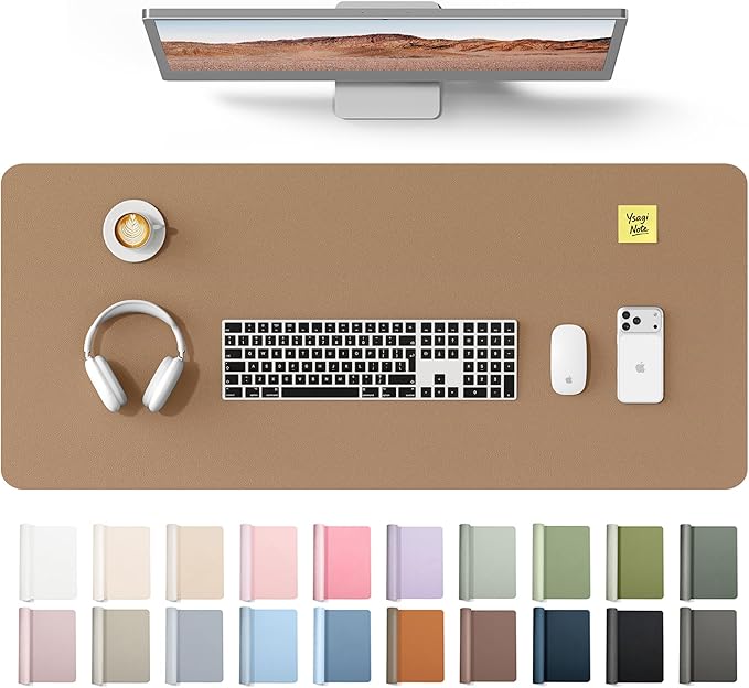 YSAGi Leather Desk Protector, Office Mat, Large Mouse Mat, Non-Slip PU Leather by YSAGi