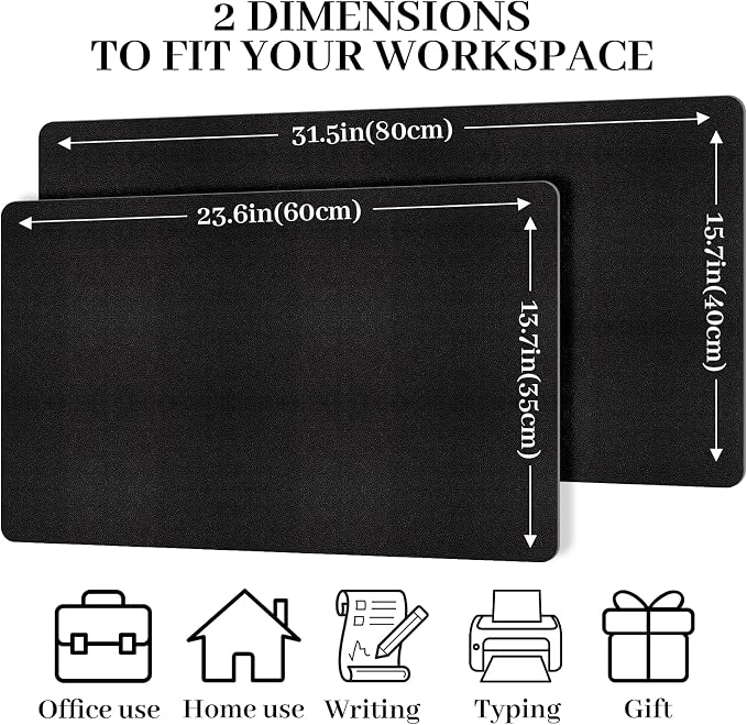 Leather Desk Pad Mat, Non-Slip Black Desk Mat, Large Mouse Pad - Image 3