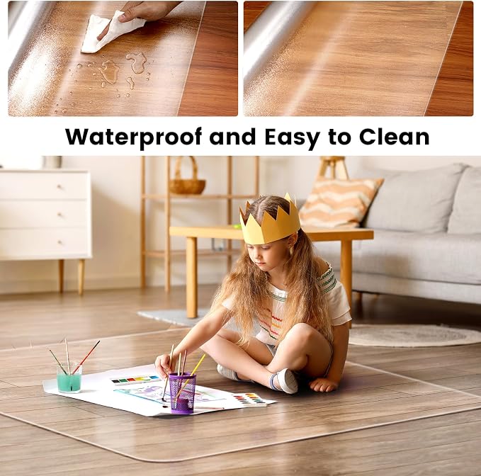 Office Chair Mat for Hardwood Floor: 63"x 51" Extra Large Floor Mat for Rolling - Image 3
