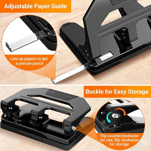 AFMAT Heavy Duty 3 Hole Puncher, 40-Sheet Paper Punch Heavy Duty, 50% Reduced - Image 5